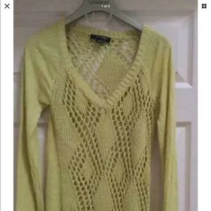 CHRISTOPHER FISHER YELLOW MESH LINEN SWEATER S